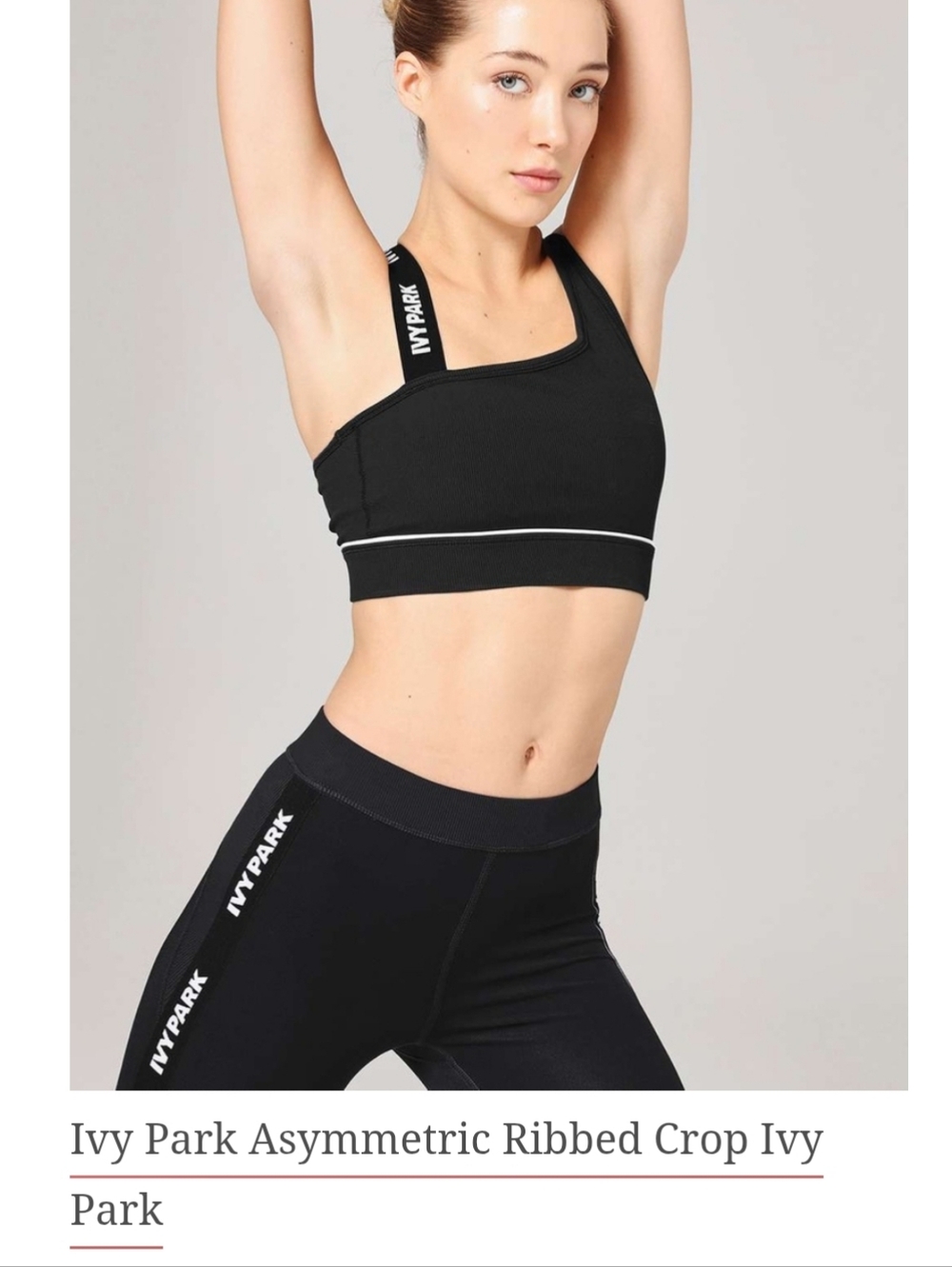 Beyonce Ivy Park Asymmetric Ribbed Crop Tank Top - Picture 2 of 8